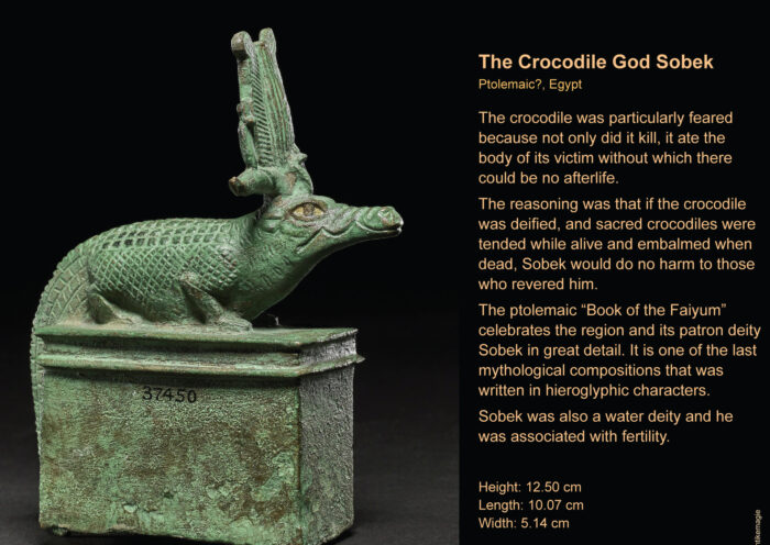Solid cast bronze figure of the ancient Egyptian crocodile god Sobek, Ptolemaic?, Egypt. British Museum, London, EA37450 © The Trustees of the British Museum