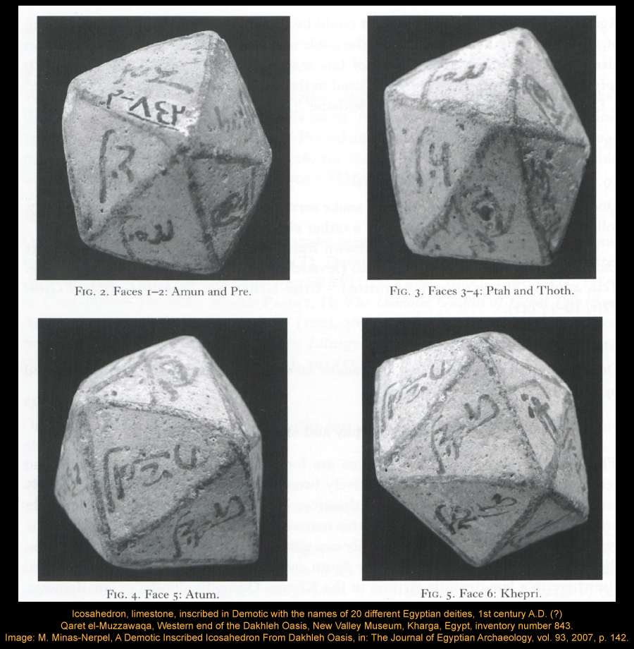 An Ancient 20-sided Dice Inscribed with the Names of Egyptian
