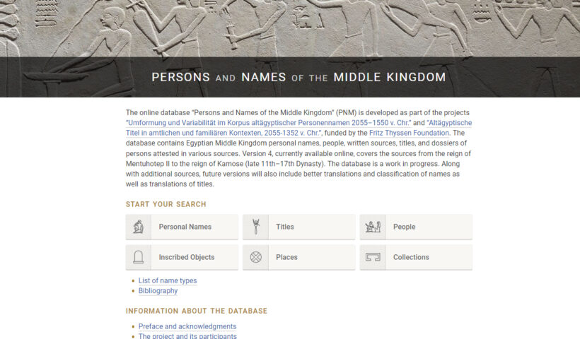 Online database “Persons and Names of the Middle Kingdom” (PNM)