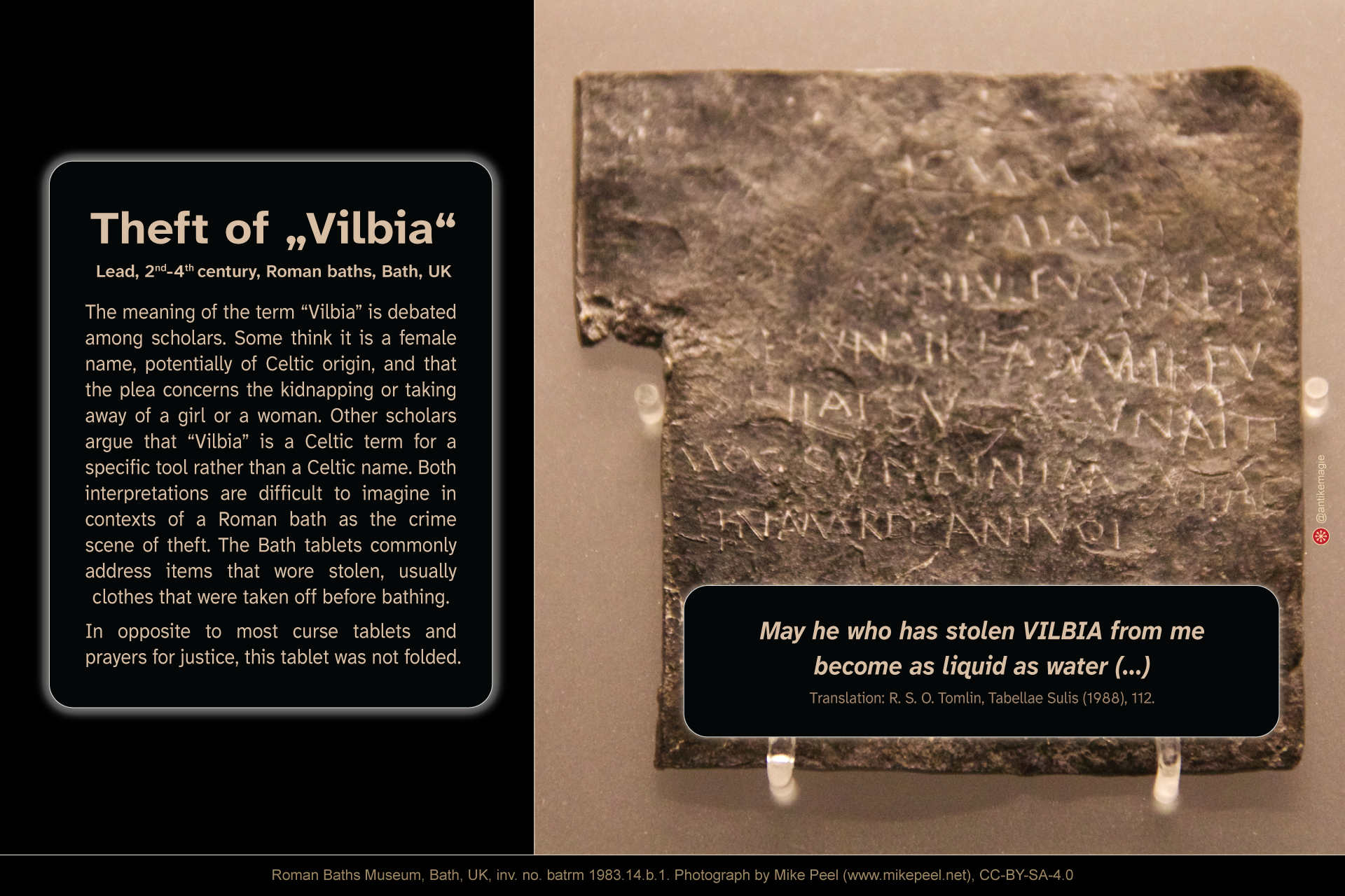 Roman Baths Museum, Bath, UK, inv. no. batrm 1983.14.b.1. Photograph by Mike Peel (www.mikepeel.net), CC-BY-SA-4.0