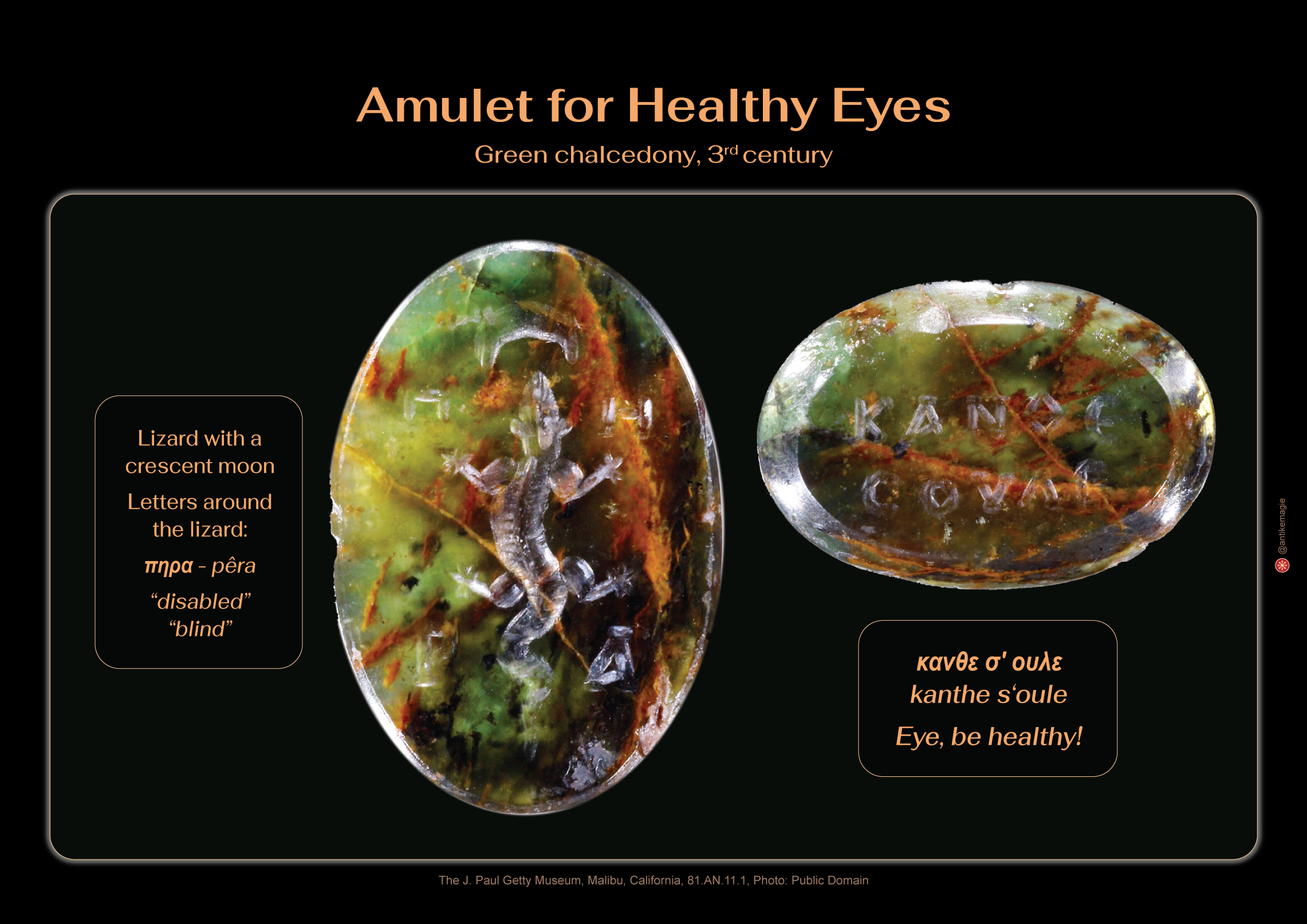 The Archaeology of Ancient Magic - Ancient Amulet for Healthy Eyes - The J. Paul Getty Museum, Malibu, California, 81.AN.11.1, Photo: Public Domain