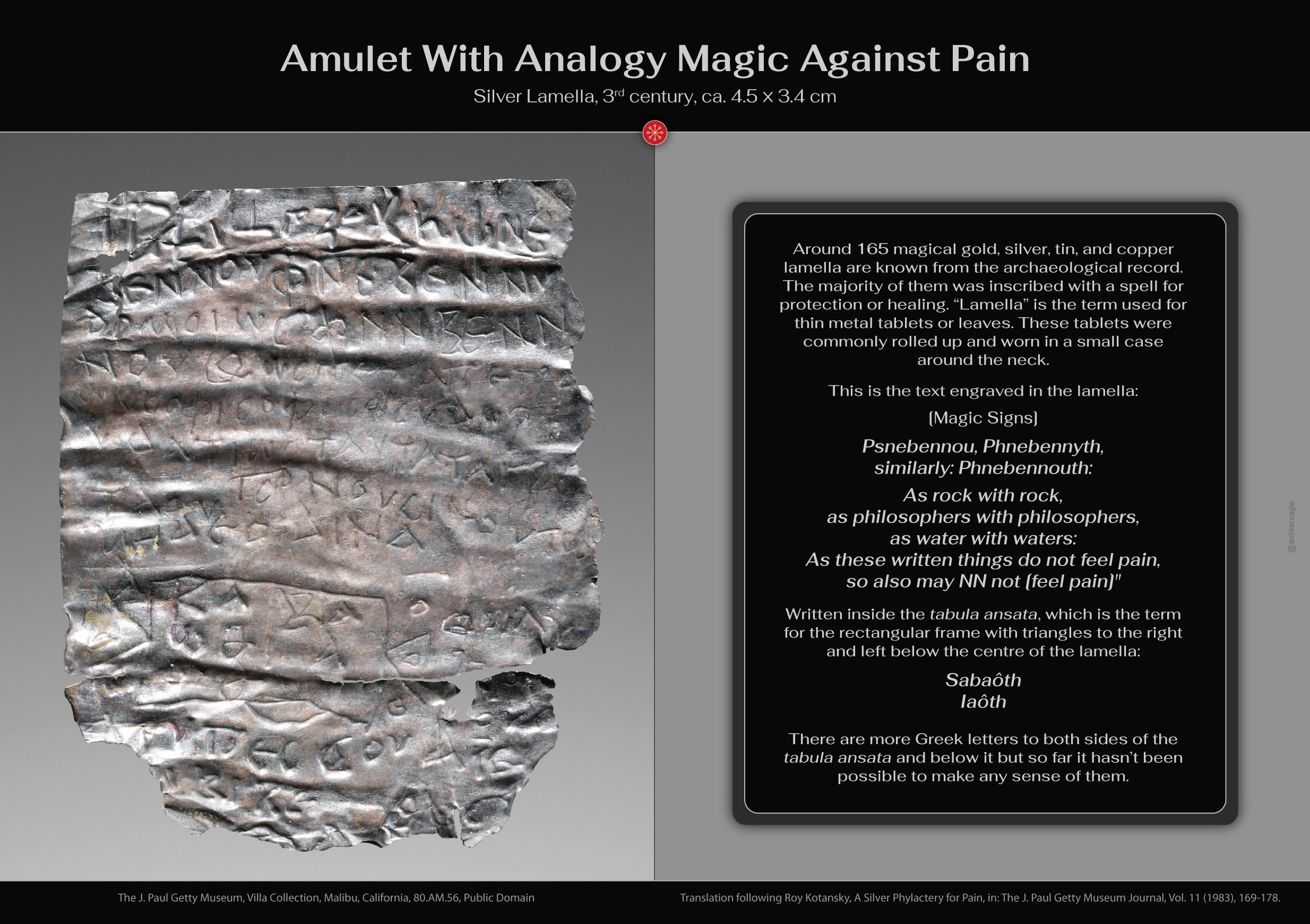 The Archaeology of Ancient Magic - Silver Lamella Against Pain - Getty Museum 80.AM.56