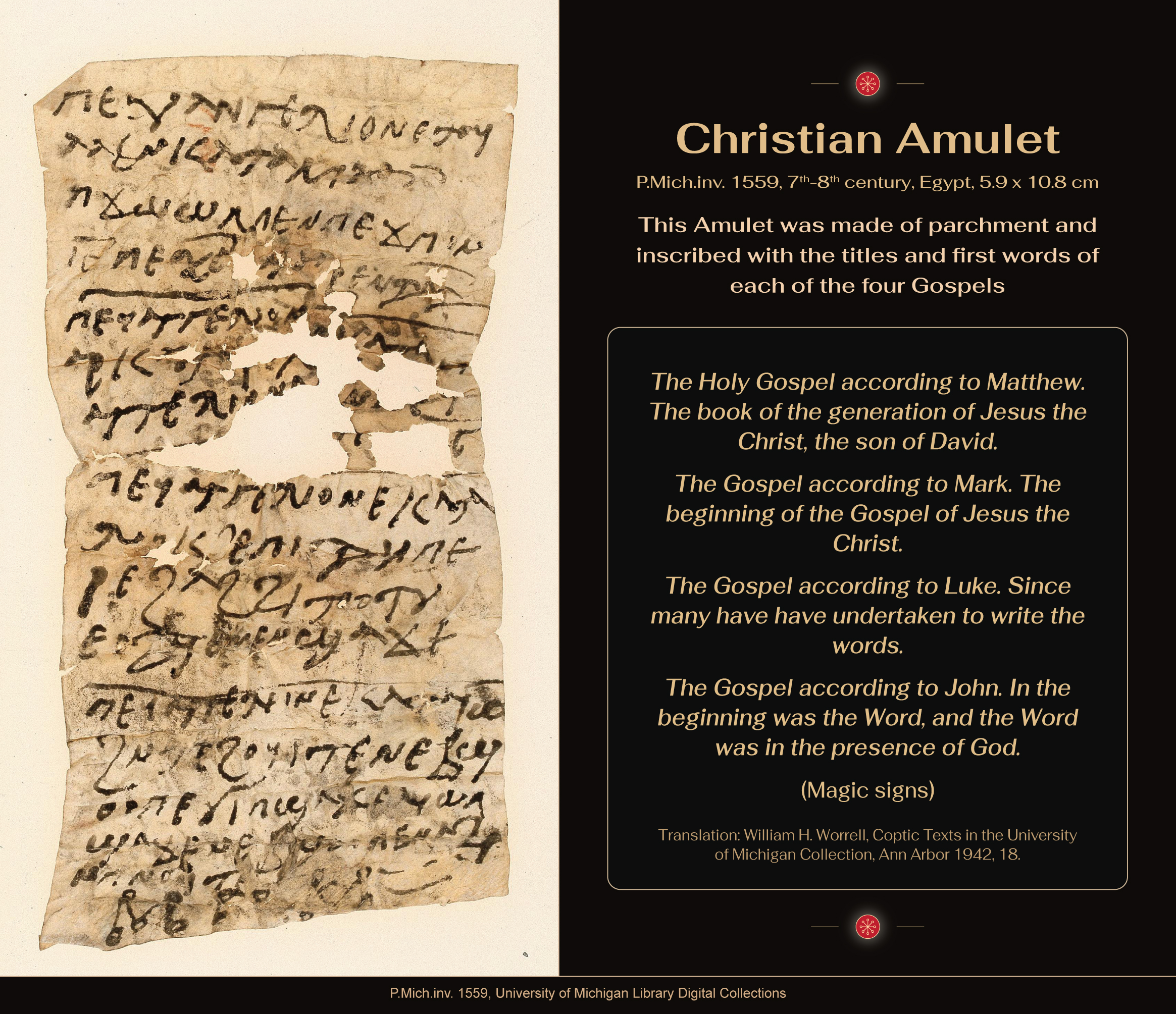 The Archaeology of Ancient Magic - Christian Amulet - Parchment, P.Mich.inv. 1559, University of Michigan Library Digital Collections