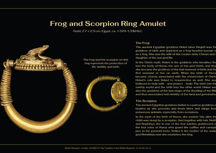 Frog and Scorpion Ring Amulet, gold, 2.7 x 2.3 cm, Egypt, ca. 1.370-1.330 B.C., British Museum, London, EA2923 © The Trustees of the British Museum, CC BY-NC-SA 4.0