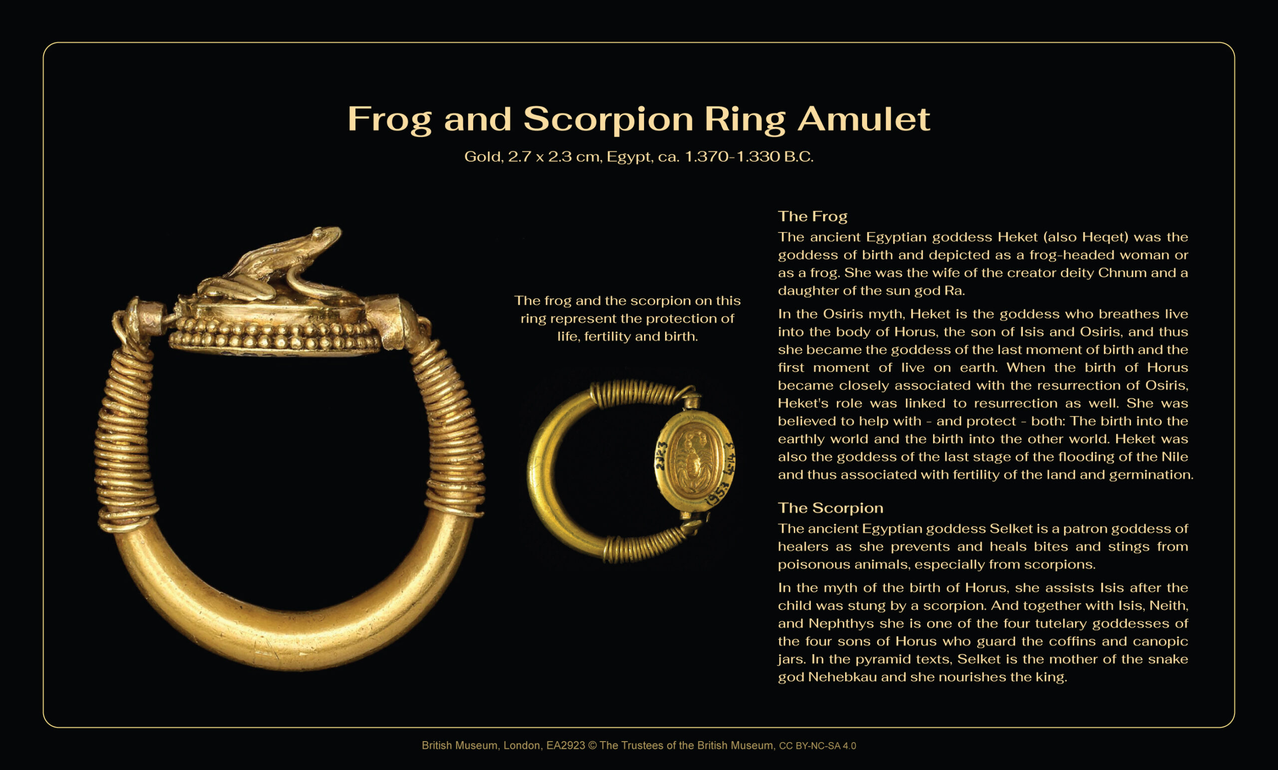 Frog and Scorpion Ring Amulet, gold, 2.7 x 2.3 cm, Egypt, ca. 1.370-1.330 B.C., British Museum, London, EA2923 © The Trustees of the British Museum, CC BY-NC-SA 4.0