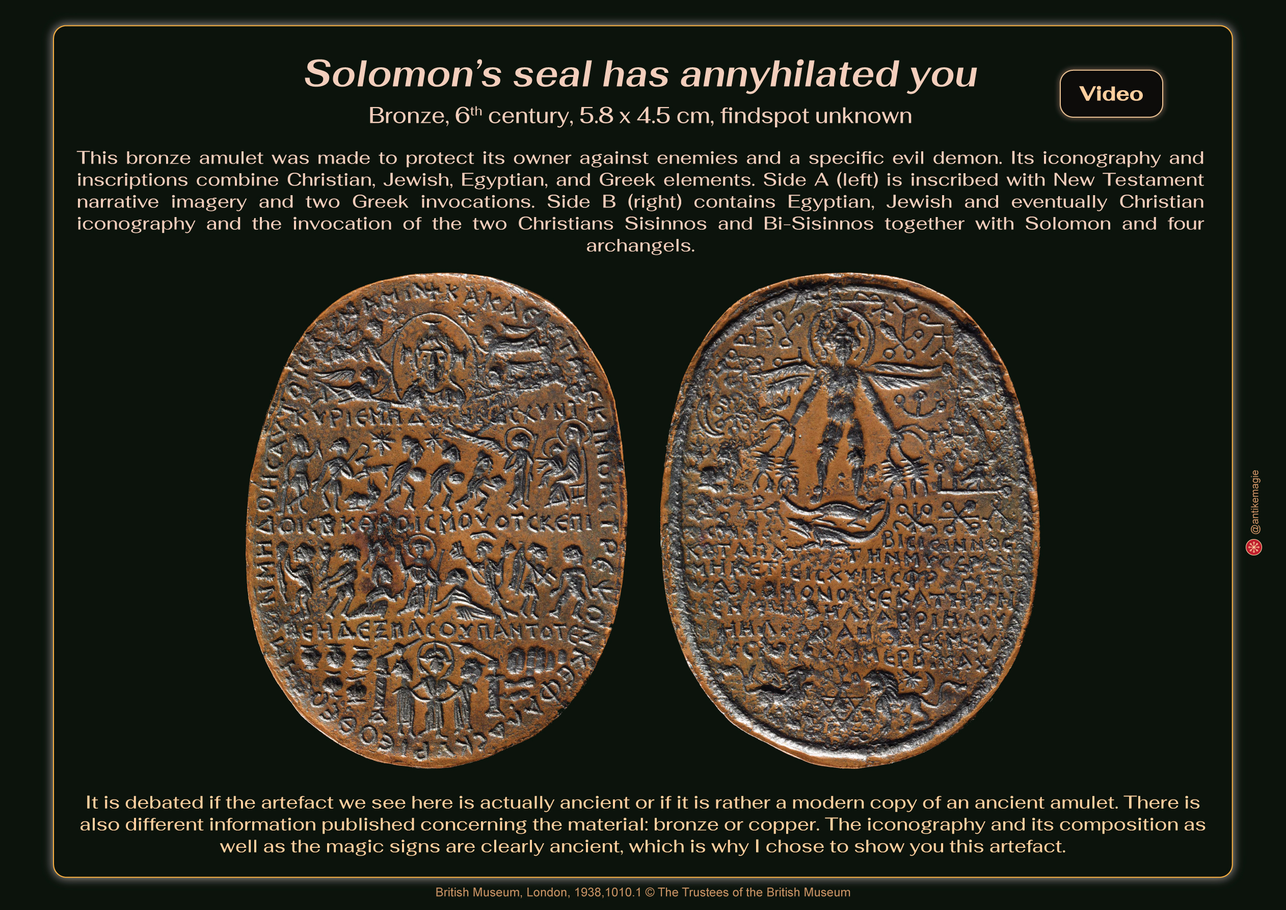 Bronze Amulet, British Museum, London, 1938,1010.1 © The Trustees of the British Museum