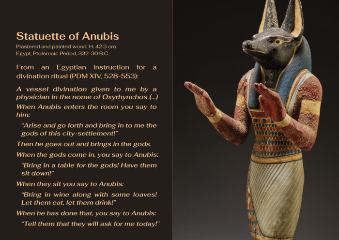 Statuette of Anubis, plastered and painted wood, ca. 332-30 B.C. H. 42.3 cm, Egypt, The Metropolitan Museum of Art, 38.5, Public Doamin