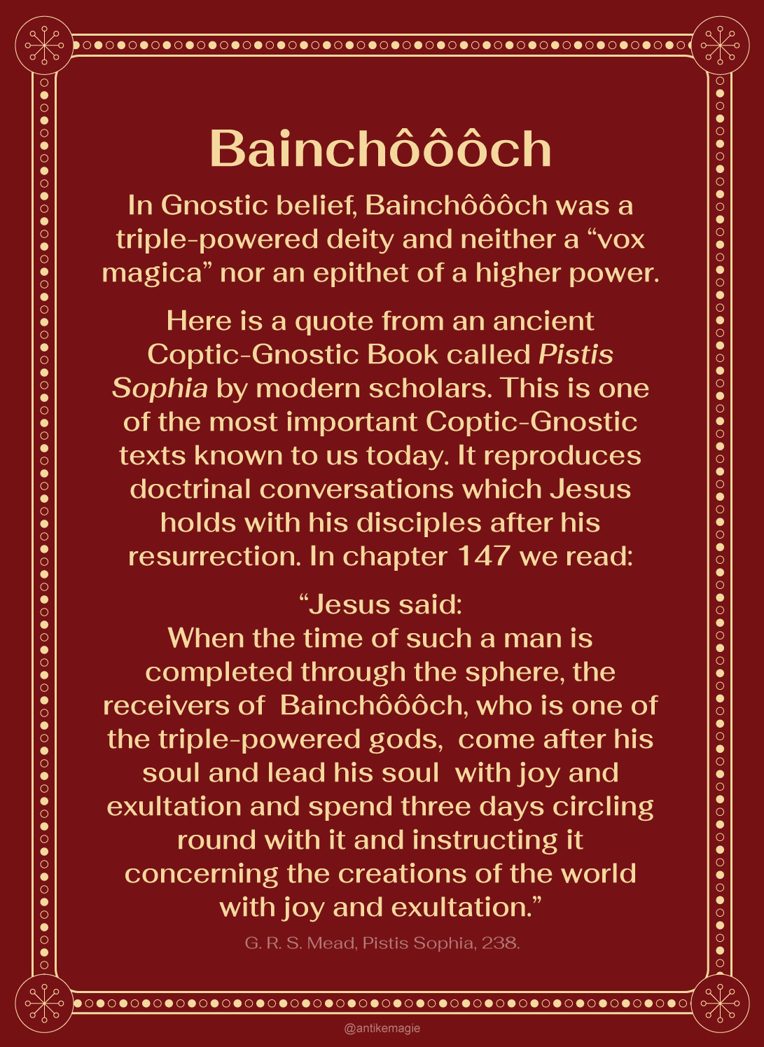 The Archaeology of Ancient Magic - Bainchôôôch in Gnostic belief