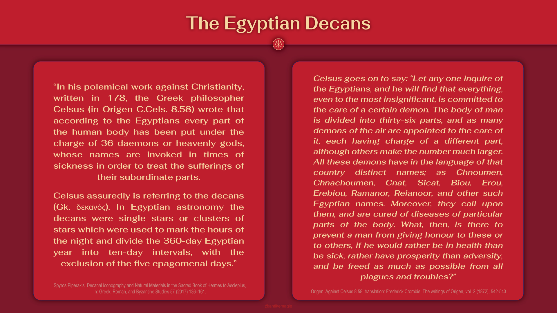 The Archaeology of Ancient Magic - Egyptian Decans Quote Celsus