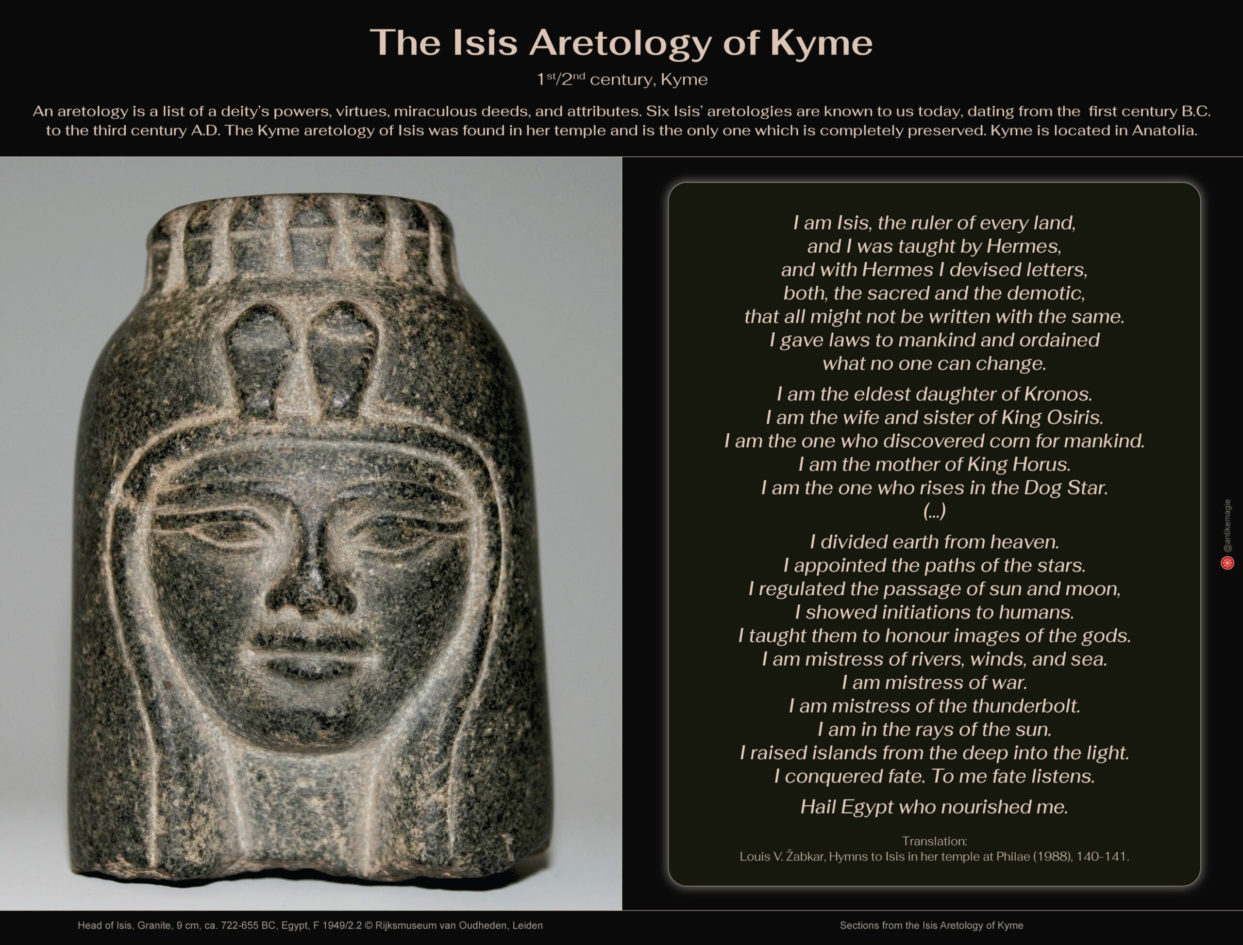 The Archaeology of Ancient Magic - The Isis Aretology of Kyme and Head of Isis - Rijksmuseum van Oudheden, Leiden, F 1949/2.2 © Rijksmuseum van Oudheden, Leiden