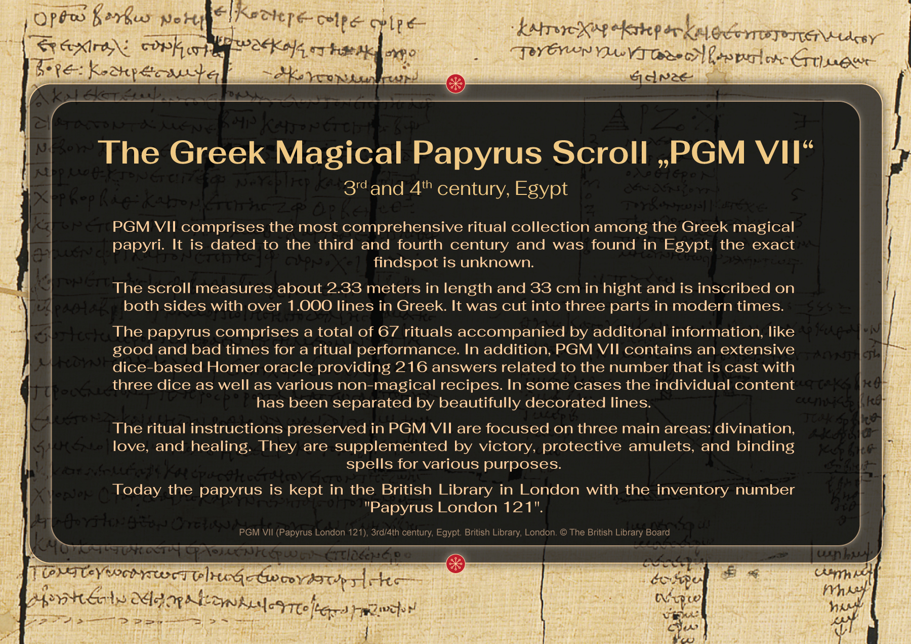Greek Magical Papyrus PGM VII, 3rd/4th century, Egypt, British Library, London, Papyrus London 121, © The British Library Board 