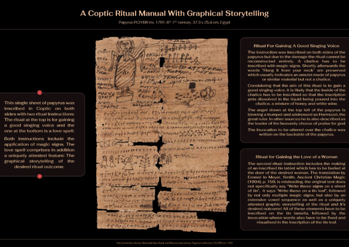 Ritual manual, Papyrus, ink, 6th-7th century, Egypt, 37.3 x 25.4 cm, Yale University Library, Beinecke Rare Book and Manuscript Library, Papyrus Collection, P.CtYBR inv. 1791