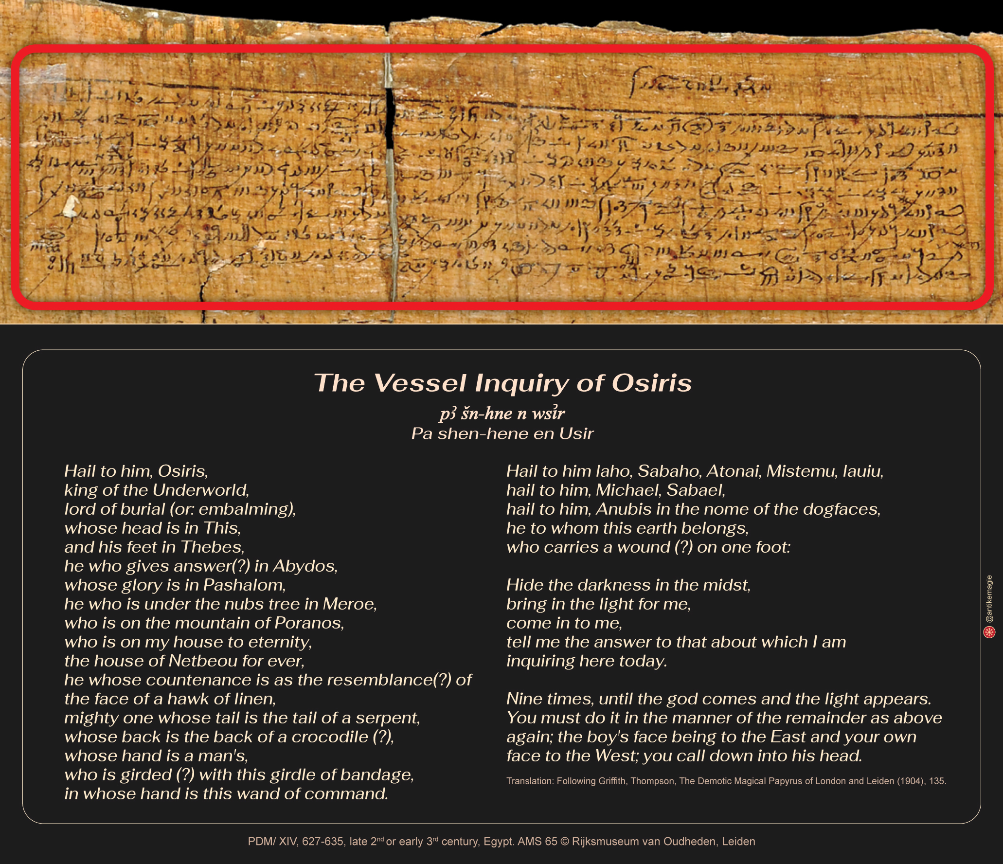 PDM/ XIV, 627-635, late 2nd or early 3rd century, Egypt, Rijksmuseum van Oudheden, Leiden, AMS 65 © Rijksmuseum van Oudheden, Leiden