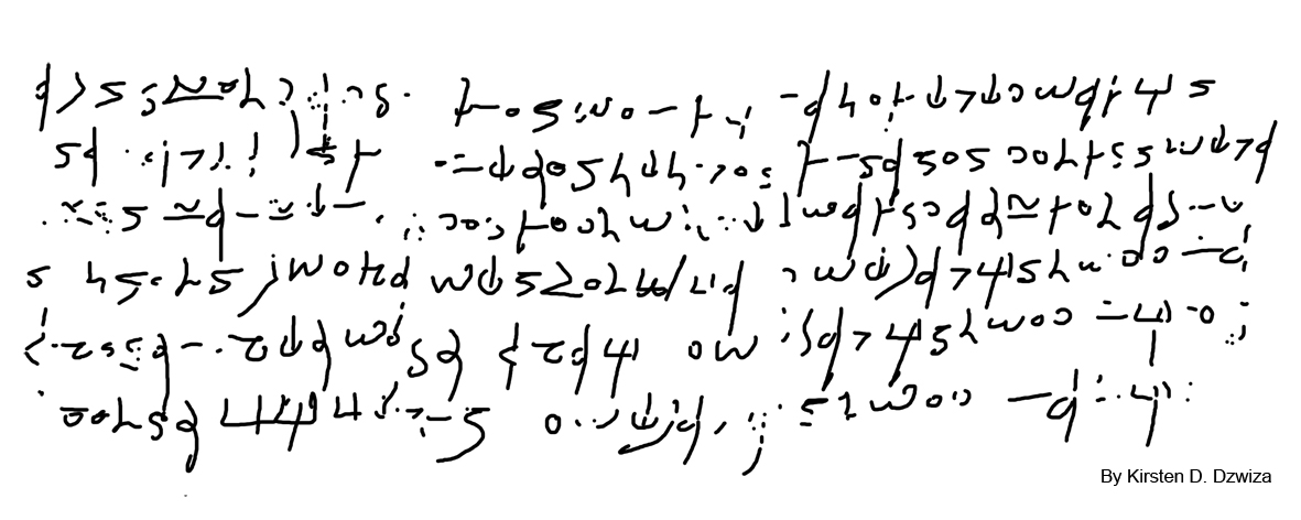 Transcription of the encoded prayer to Isis in PGM LVII (by Kirsten D. Dzwiza) - P.Mich.inv. 534, recto, University of Michigan Library, Papyrus Collection (USA)