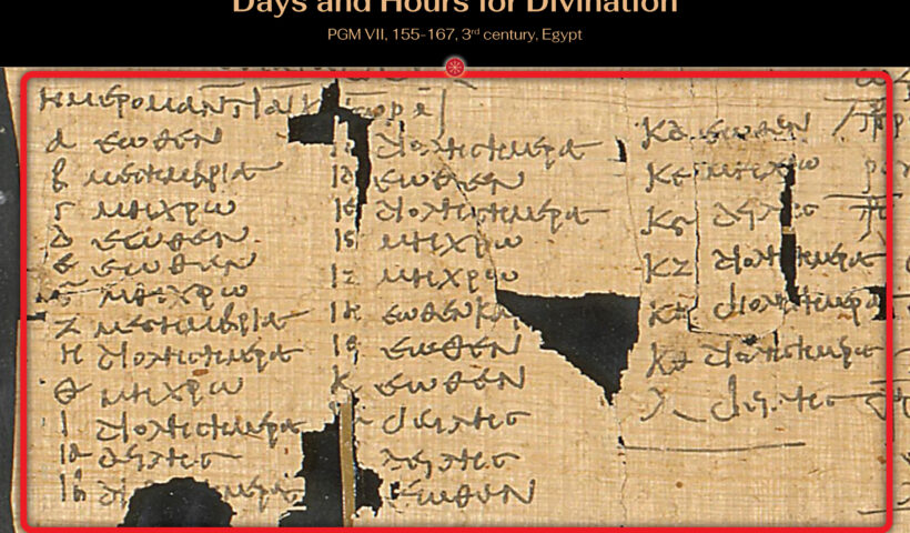 Image: British Library, PGM-VII,-155-167-Days-and-Hours-for-Divination - Papyrus London 121 (PGM VII) © The British Library Board