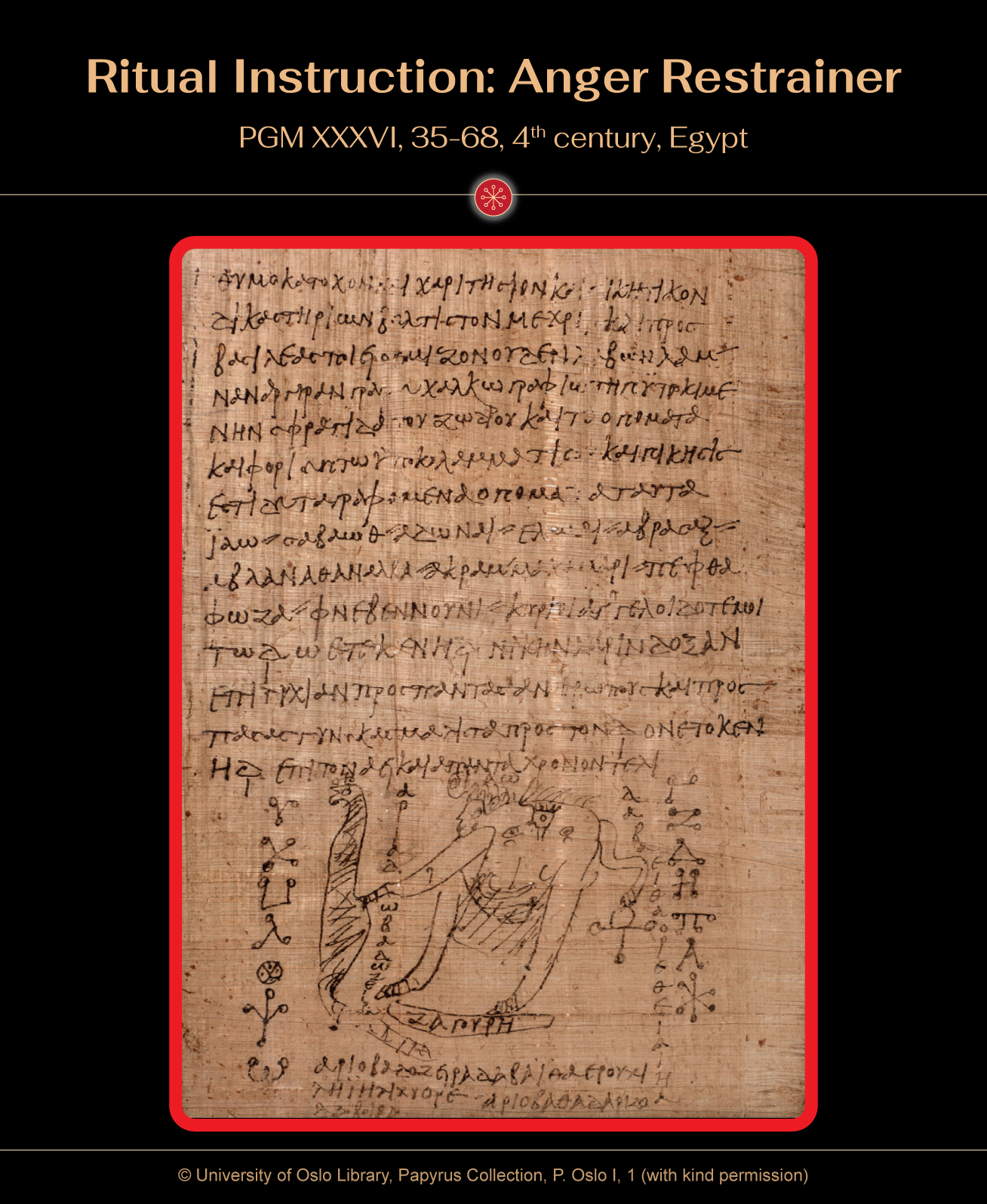 PGM-XXXVI,-35-68 - Anger-Restrainer © University of Oslo Library, Papyrus Collection, P. Oslo I, 1 (with kind permission)