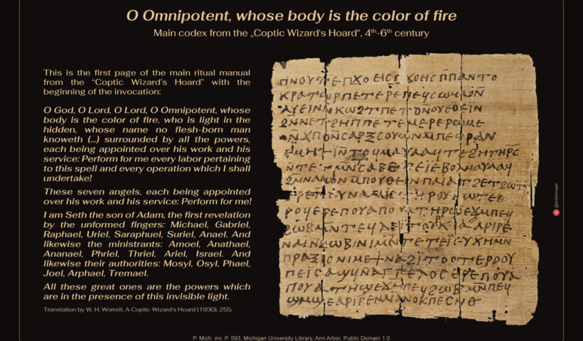 The Archaeology of Ancient Magic - Beginning „Coptic Wizard‘s Hoard - P. Mich. inv. P. 593, Michigan University Library, Ann Arbor, Public Domain 1.0