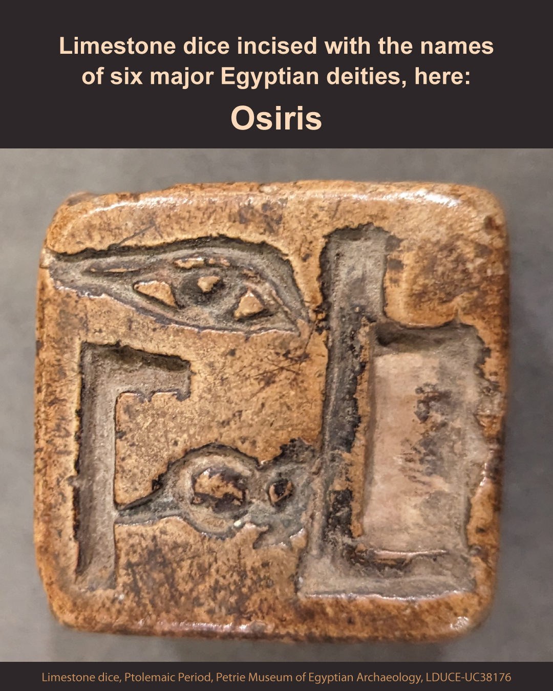 The Archaeology of Ancient Magic - Ancient Dice with Egyptian Deities - UCL Culture Museum, LDUCE-UC38176